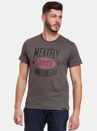 Tmavošedé pánske tričko s potlačou Meatfly