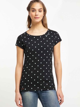 Čierne dámske bodkované tričko Ragwear Mint Dots