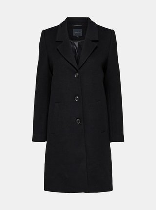 Čierny vlnený kabát Selected Femme Sasja