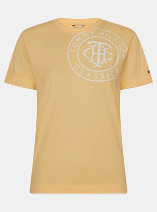 Žlté dámske tričko s potlačou Tommy Hilfiger