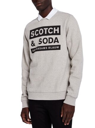 Scotch & Soda šedá pánská mikina Amsterdams Blauw