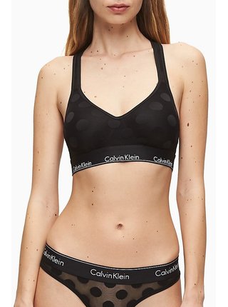 Černá puntíkovaná podprsenka Lightly Lined Bralette Calvin Klein Underwear