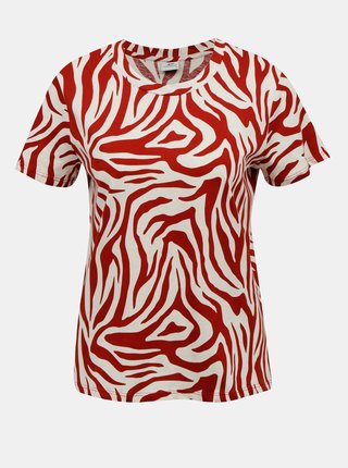 Krémovo-červené tričko so zebrím vzorom Jacqueline de Yong Diana