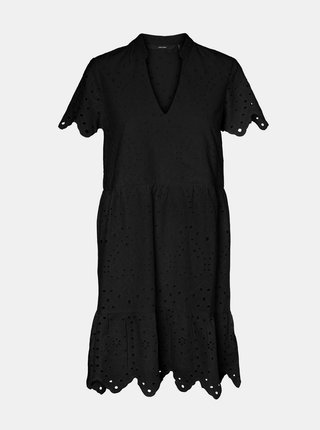 Čierne voľné šaty s madeirou VERO MODA Norah