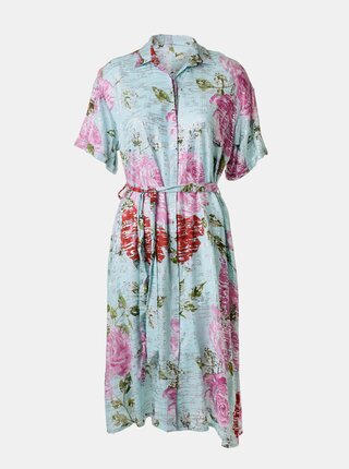 Svetlomodré kvetované košeľové šaty Ble