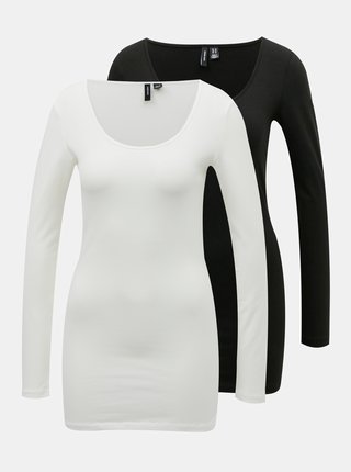 Sada dvoch basic tričiek v bielej a čiernej farbe VERO MODA Maxi
