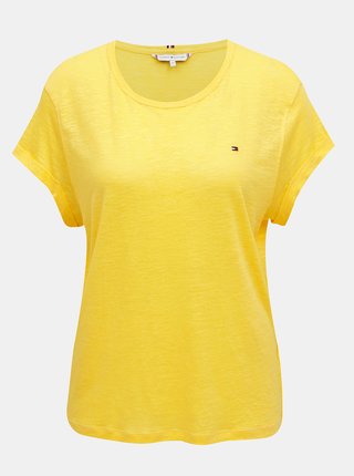 Žlté dámské ľanové tričko Tommy Hilfiger