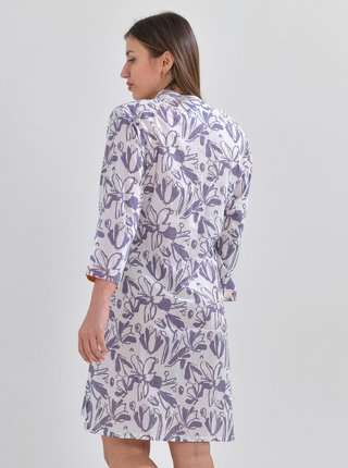 Fialovo-biela kvetovaná dlhá košeľa Ble