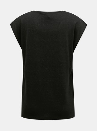 Čierne tričko s metalickými vláknami Pieces