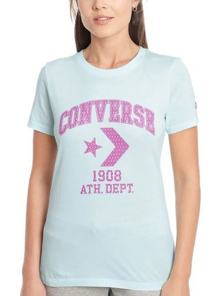 Converse tyrkysové tričko Star Chevron Remix s ružovým logom 