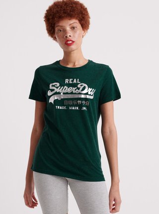 Tmavozelené dámske tričko s potlačou Superdry