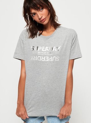 Šedé dámske tričko s potlačou Superdry