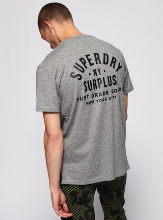 Šedé pánske tričko s potlačou Superdry