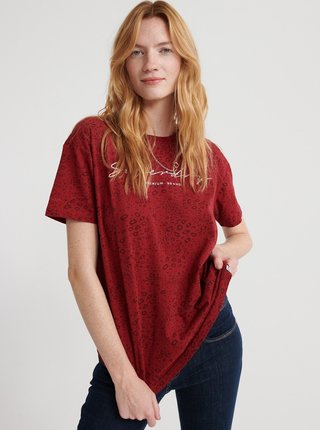 Červené dámske tričko s potlačou Superdry