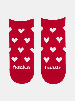 Červené vzorované členkové ponožky Fusakle Láska