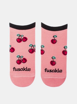 Ružové vzorované členkové ponožky Fusakle Čerešňa