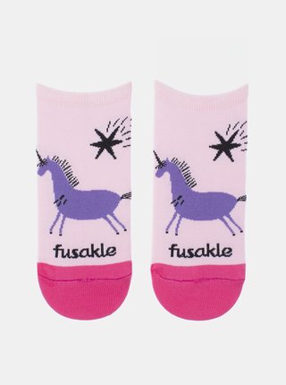 Růžové vzorované kotníkové ponožky Fusakle Jednorožec 