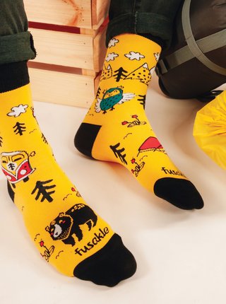 Žluté vzorované ponožky Fusakle Kemping