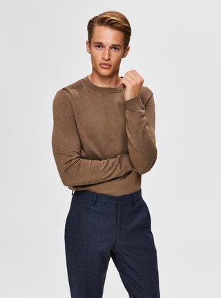 Hnedý basic sveter Selected Homme Berg
