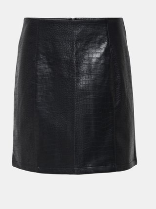 Černá koženková sukně s krokodýlím vzorem Jacqueline de Yong Val