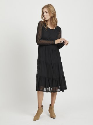 Čierne šaty s priesvitnými rukávmi VILA Davis