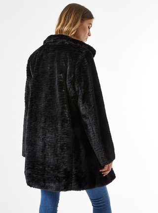 Čierny kabát z umelého kožúšku Dorothy Perkins