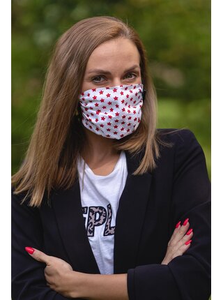 Bílá rouška s hvězdičkami a s kapsičkou Emes
