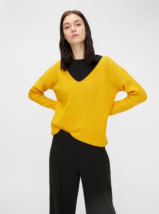 Žltý sveter s prímesou vlny Pieces Babett