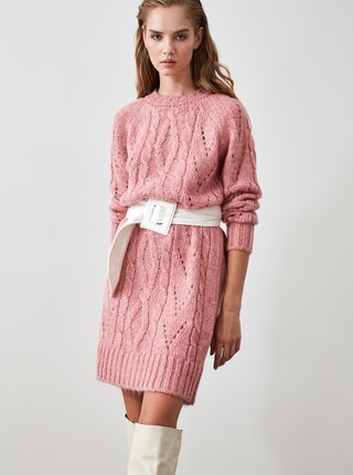 Ružové svetrové šaty Trendyol
