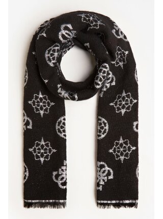 Dámská vzorovaná šála ve stříbrno-černé barvě Guess 4G Peony Logo Jacquard
