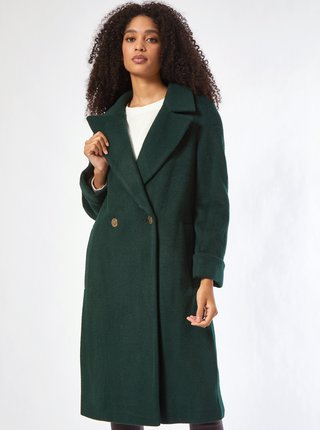 Tmavě zelený kabát Dorothy Perkins