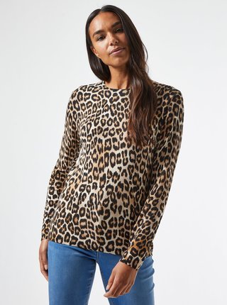 Hnědé tričko s leopardím vzorem Dorothy Perkins