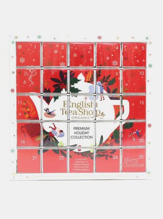 Červený čajový adventní kalendář English Tea Shop