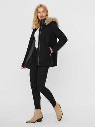 Černá vlněná bunda VERO MODA Collar York