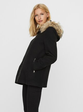 Černá vlněná bunda VERO MODA Collar York