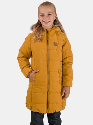 Horčicový dievčenský prešívaný kabát SAM 73