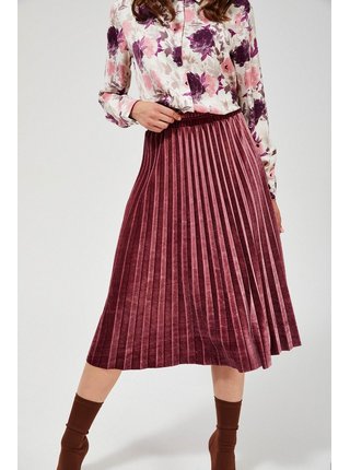 Tmavě růžová dámská plisovaná midi sukně Moodo