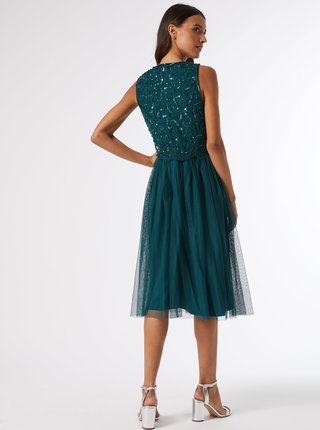 Zelené šaty s flitrovým topem Dorothy Perkins