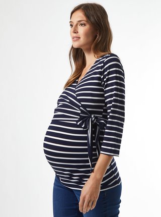 Tmavomodré pruhované tehotenské tričko Dorothy Perkins Maternity