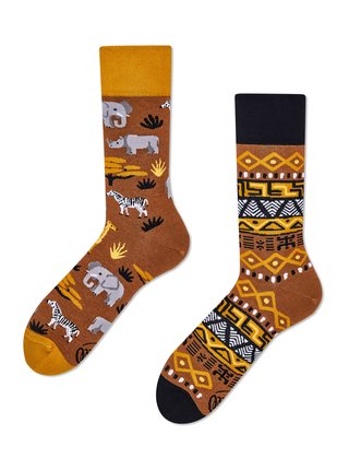 Many Mornings hnědé ponožky Safari Trip