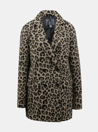 Hnedý zimný kabát s leopardím vzorom Dorothy Perkins Tall