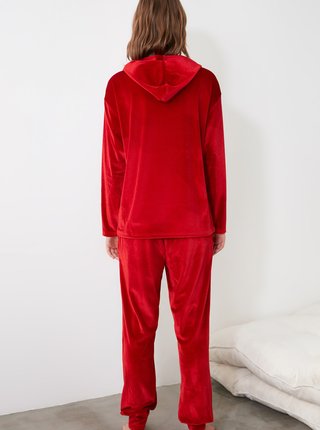 Červené dámské pyžamo Trendyol