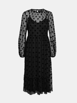Černé šaty s průsvitnými rukávy VERO MODA Augusta