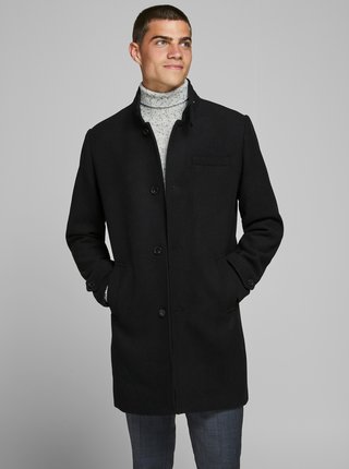 Černý zimní kabát s příměsí vlny  Jack & Jones