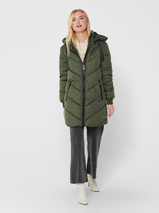 Zelený dámský zimní prošívaný kabát JDY