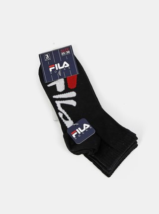 Sada tří párů černých dámských kotníkových ponožek FILA