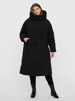 Čierny zimný prešívaný kabát VERO MODA CURVE