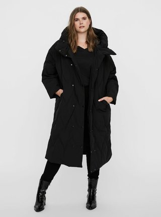 Čierny zimný prešívaný kabát VERO MODA CURVE