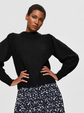 Čierny sveter s prímesou vlny z alpaky Selected Femme