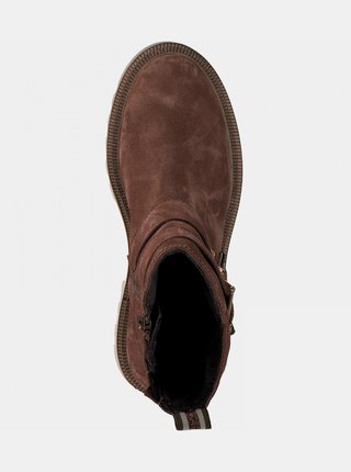 Hnědé kožené kotníkové boty Tamaris